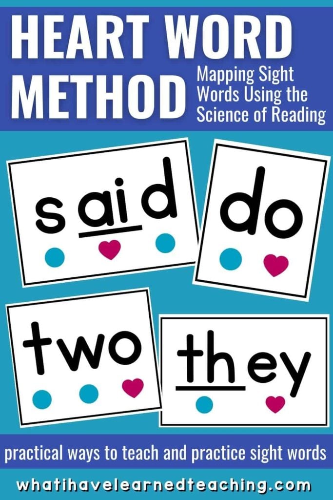 heart word method word cards for sight words