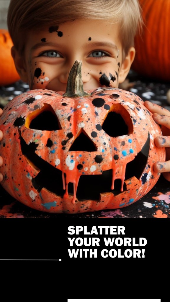 Halloween Splatter Painting. Pumpkin