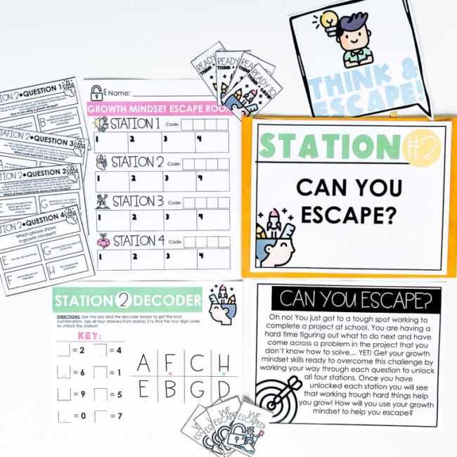 Series of escape room activities for teaching students about growth mindset