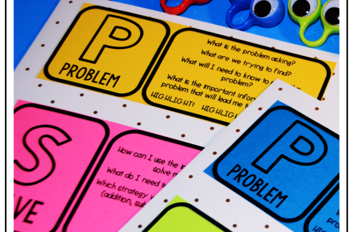 Folders with the acronym PSA on the front to use for a strategy for students to solve word problems.